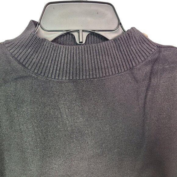 Women Black Mock Neck Sweater Long Sleeves With Shoulder Buttons Size X-Large - Picture 6 of 12